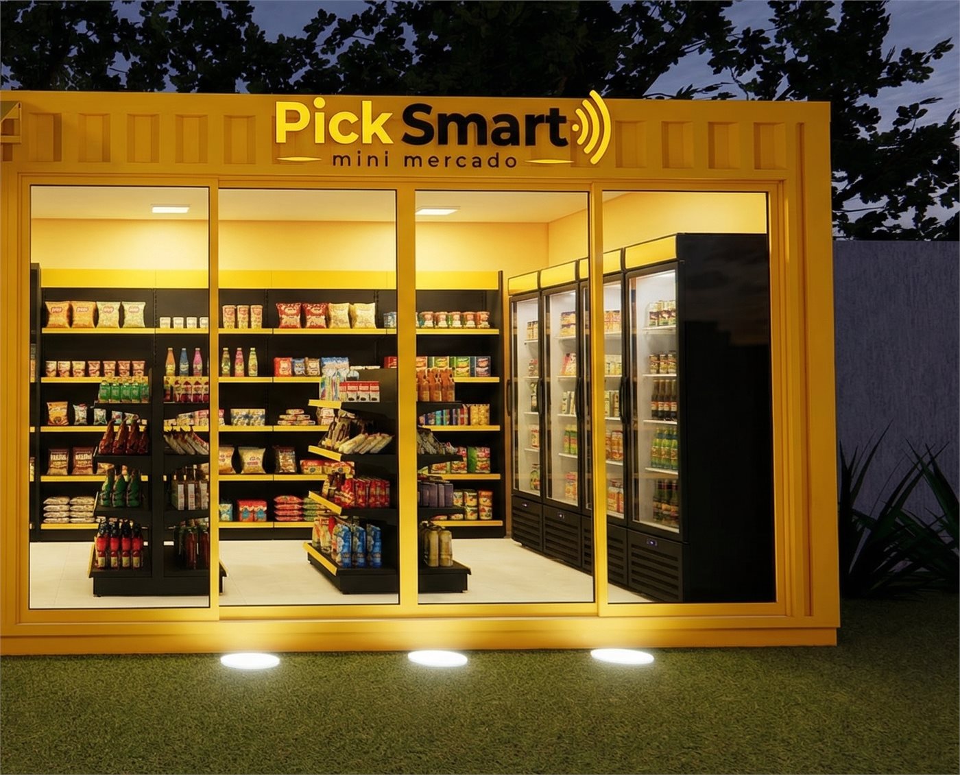 Mercado autônomo PickSmart por confiança instalado em condomínio