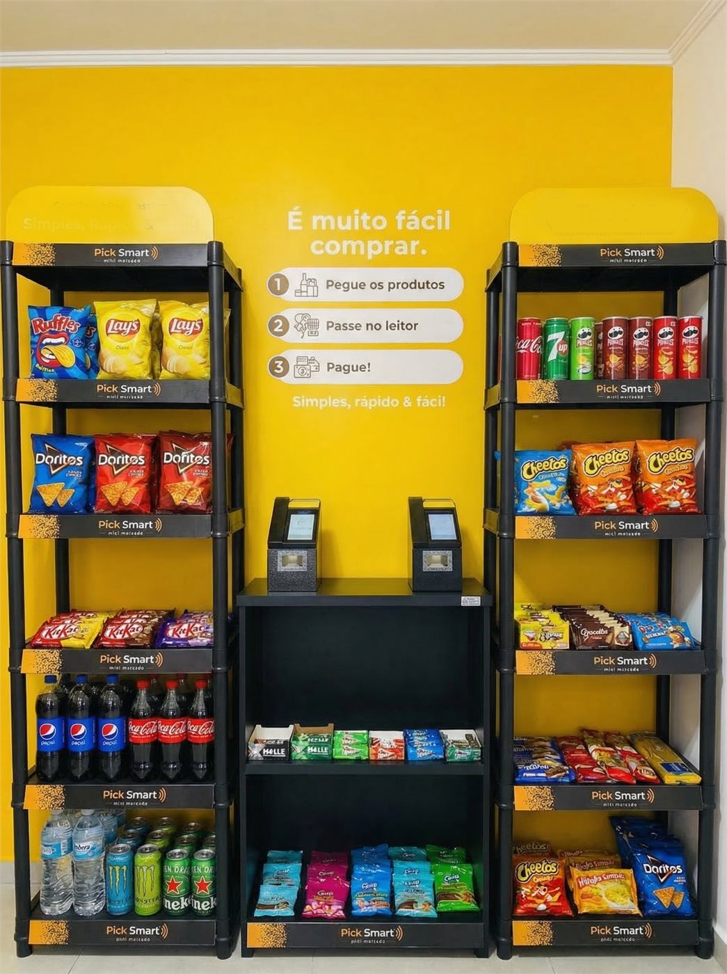 Franquia de mercado autônomo PickSmart instalada em condomínio residencial